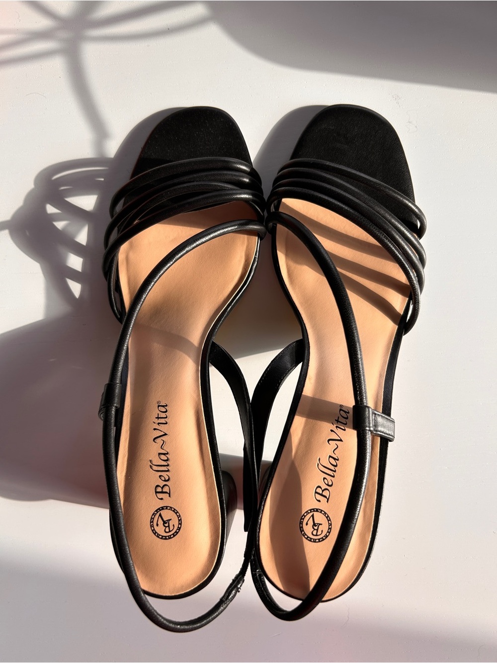 Bella Vita Black Multi-Strap Slingback Heels extra wide width